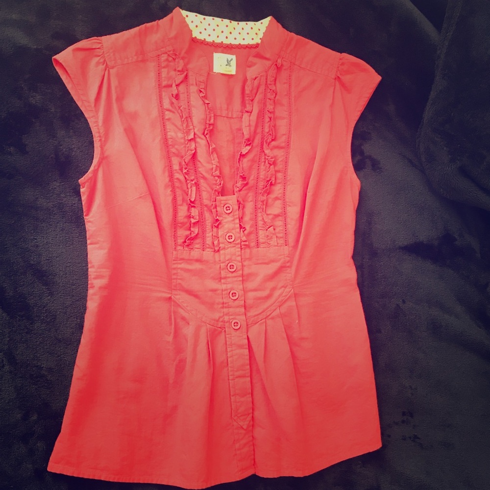 Fitted hot pink Anthro Top 0